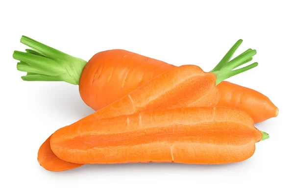 Carota isolata su sfondo bianco con percorso di ritaglio e piena profondità di campo — Foto Stock