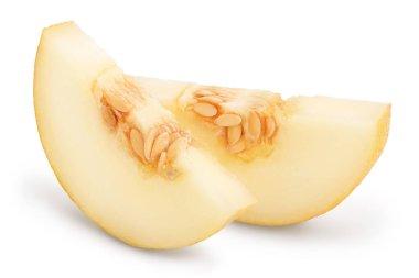 Kavun dilimi kırpma yolu ve tam derinlikte alan ile beyaz arkaplanda izole edildi