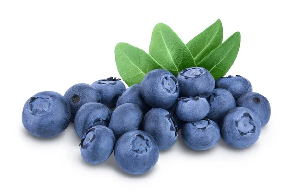 Fresh blueberry with leaves isolated on white background closeup. Clipping path and full depth of field — Stock Photo, Image