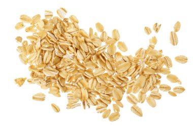 Beyaz arka planda yulaf ezmesi. Üst görünüm