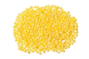 Darı beyaz arka planda izole edildi. Üst görünüm