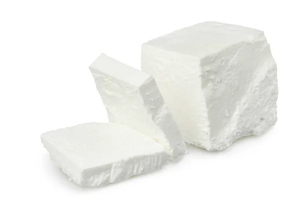 Feta cheese isolated on white background. With clipping path and full depth of field — Stock Photo, Image