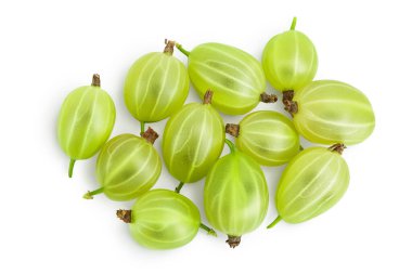 Yeşil Bektaşi üzümü, kesme yolu ve tam derinlikteki beyaz arka planda izole edilmiş. Üst Manzara. Düz yatıyordu