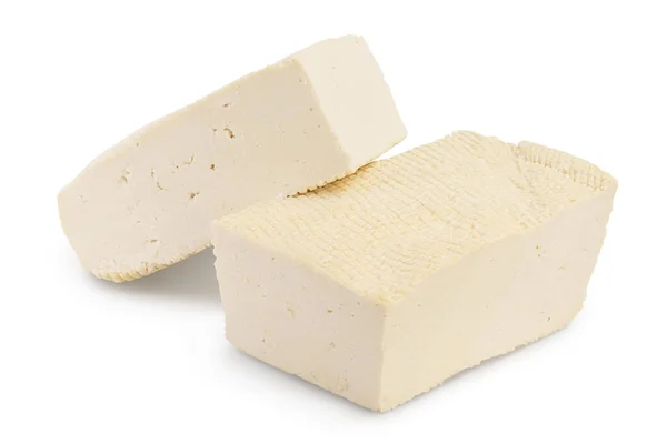 Fromage tofu isolé sur fond blanc avec chemin de coupe et pleine profondeur de champ, — Photo