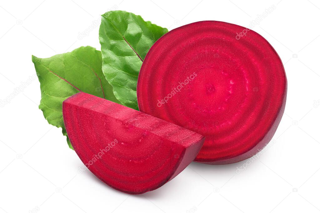 beetroot slice isolated on white background with clipping path and full depth of field