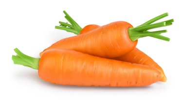 Kesme yolu ve tam derinlik alan ile beyaz arkaplanda izole havuç