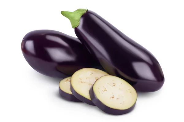 에 그 플랜트 (Eggplant) 나 오베르 진 (aubergine) 은 길을 끊고 밭의 깊이를 넓게 하는 백지에 고립되어 있다 — 스톡 사진