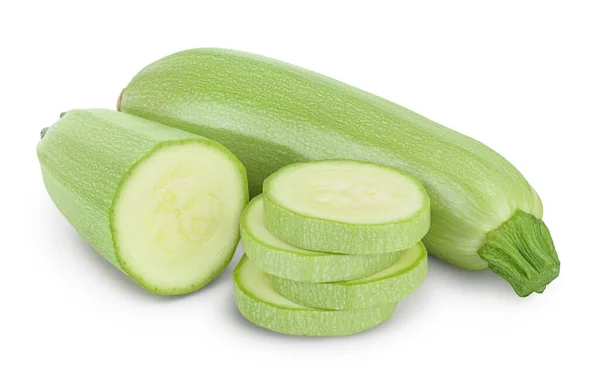 Zucchini eller märg isolerad på vit bakgrund med klippning väg och full skärpedjup — Stockfoto