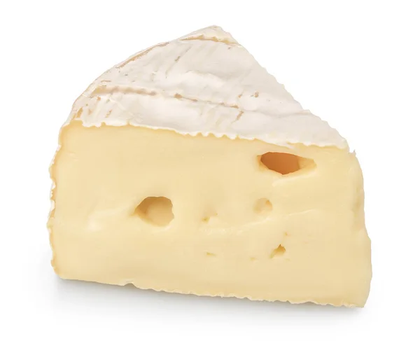 카망베르 치즈는 갈림길 이 있고 들판의 깊이가 넓은 흰 배경에서 분리 된다 — 스톡 사진
