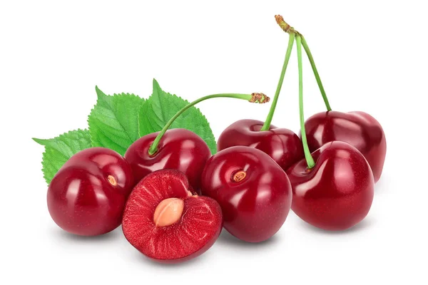 Red sweet cherry isolated on white background with clipping path and full depth of field — Stock Photo, Image