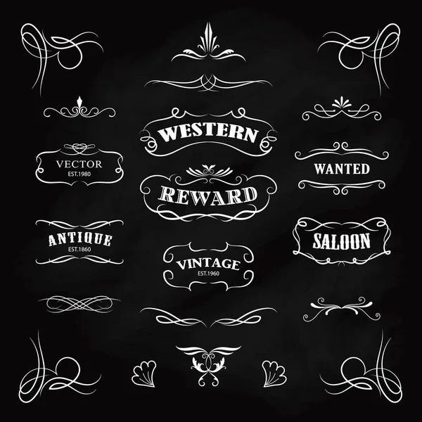 Batı rozet el çizilmiş yazı tahtası afiş vintage vektör