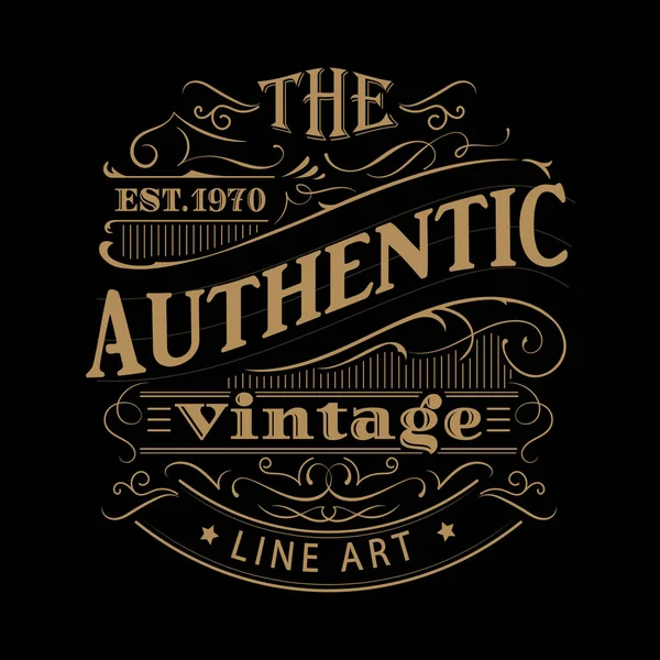 Vintage Label Westerse Hand Getrokken Antieke Frame Typografie Vectorillustratie — Stockvector