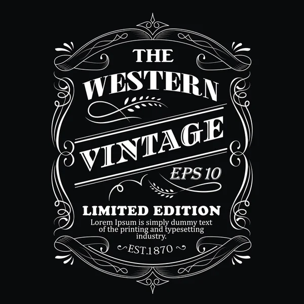 El çizilen çerçeve Batı etiketi yazı tahtası antika tipografi sınır vintage vektör çizim
