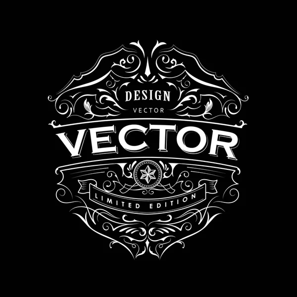 Antika etiket tipografi vintage rozet el tasarım vektör çerçeve çizilmiş