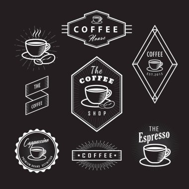 Kahve etiketleri vintage logo yazı tahtası retro vektör şablonu ayarlama