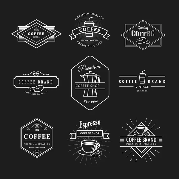 Nastavení Kávy Logo Vintage Label Tabule Vektor Šablony — Stockový vektor