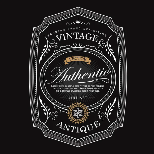 retro oyma vektör çizim Batı antik çerçeve vintage sınır etiket el çekilmiş