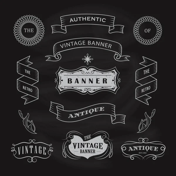 Vintage Banner Antikes Etikett Handgezeichnet Tafel Design Vektor Illustration — Stockvektor