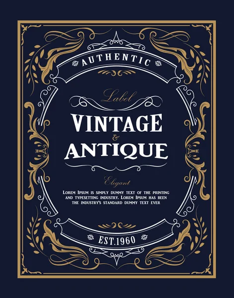 Cadre dessiné à la main Étiquette vintage occidentale La bannière antique fleurit — Image vectorielle