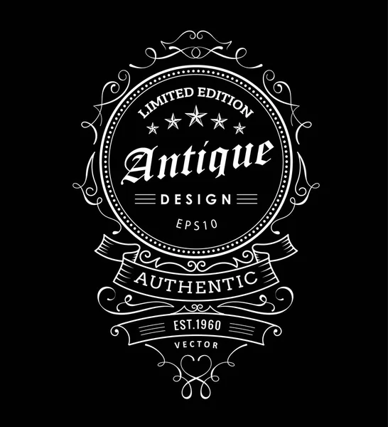 Banner retro vintage frame design western label tipografia vecto —  Vetores de Stock