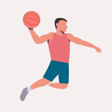Düz tasarım basketbol oyuncusu smaç çizimi