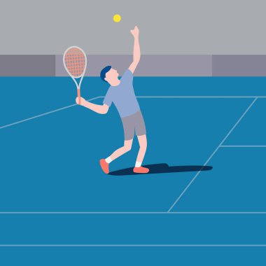 Vektör hizmeti veren düz tasarım tenis oyuncusu