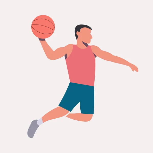 Diseño plano jugador de baloncesto dunk vector ilustración — Vector de stock