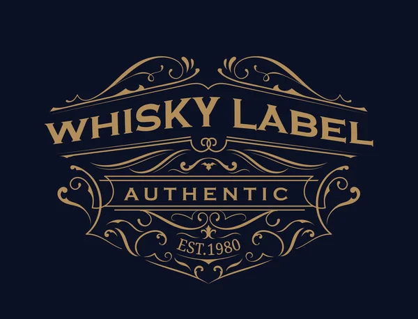 Whisky-Etikett antike Typografie Vintage Frame Logo Design Vektor — Stockvektor