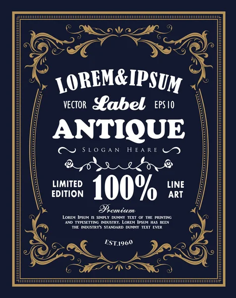 Eski çerçeve kenar retro etiket el çizimi antika oyma ve