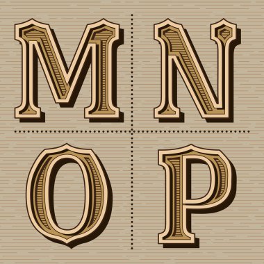 Batı alfabe tasarımı harfleri vintage vektör (m, n, o, p)