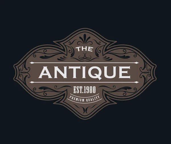 Antique label typography logo vintage frame design vector — Stock Vector