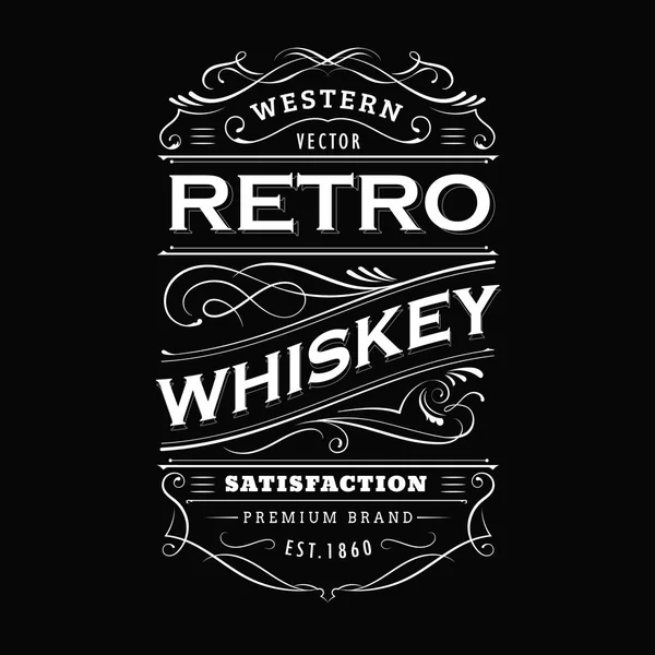 Whiskey label vintage handgetekende rand typografie schoolbord ve — Stockvector