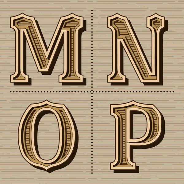 Batı alfabe tasarımı harfleri vintage vektör (m, n, o, p)