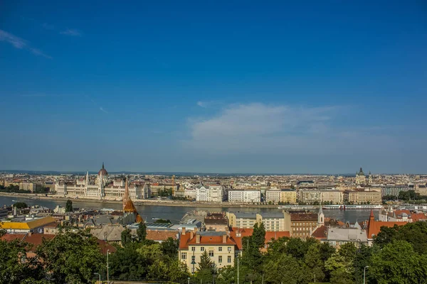 Budapest Ciudad Frente Mar Paisaje Distrcit Desde Arriba Verano Día — Foto de Stock