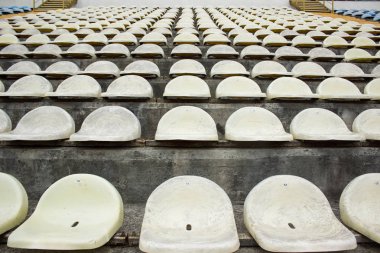 futbol spor stadyum beyaz plastik boş koltuğu kavramı standları 