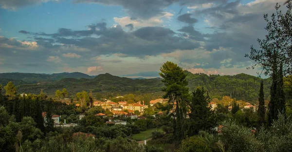 Tropische Dorf Panorama Malerische Landschaft Ländliche Umgebung Lebendige Bunte Fotografie — Stockfoto