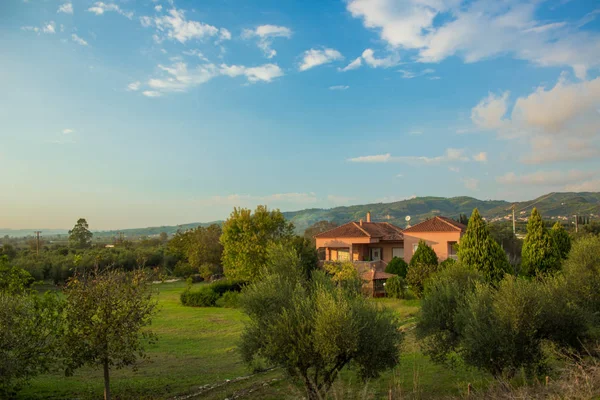 Vorort Villa Bauernhaus Außenbezirk Land Seite Waldpark Freien Europäische Umwelt — Stockfoto