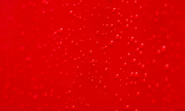 Vivid Red Color Metal Surface Background Wet Rain Drops Objects — Stock Photo, Image