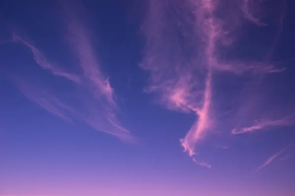 Βράδυ Ηλιοβασίλεμα Μπλε Ουρανό Φυσικό Φόντο Ροζ Σύννεφα — Φωτογραφία Αρχείου