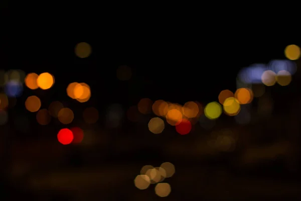 Nuit Ville Lumière Abstraite Coloré Effet Bokeh Cercles Éclairage Dans — Photo