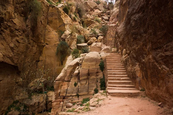 Canyon Nature Désert Environnement Avec Escaliers Pierre Sable Sculpté Dans — Photo