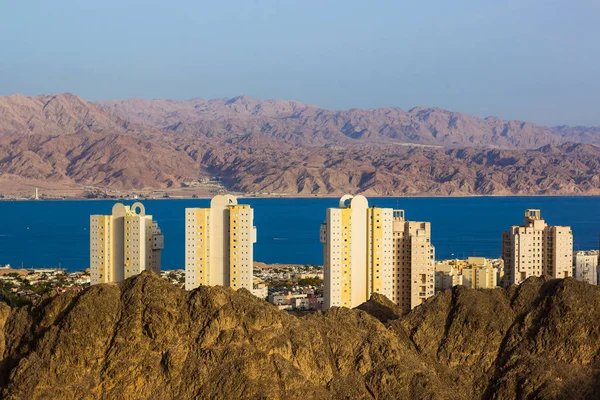 Middle East Israeli Eilat City Scenic Panorama Landscape Sand Stone — Stock Photo, Image