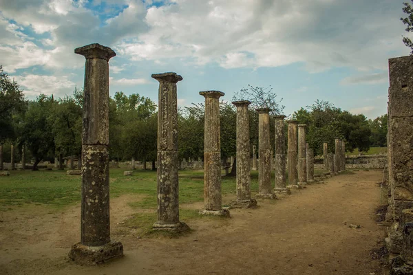 Grécia Antiga Construção Pedra Cidade Antiga Parque Espaço Livre Parte — Fotografia de Stock