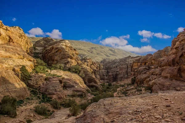 Pittoresque Canyon Montagnes Rocheuses Sèches Falaises Moyen Orient Désert Nature — Photo