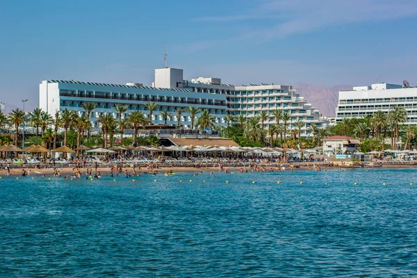 Resort Hotel Mar Rojo Playa Costa Línea Vista Con Gente —  Fotos de Stock