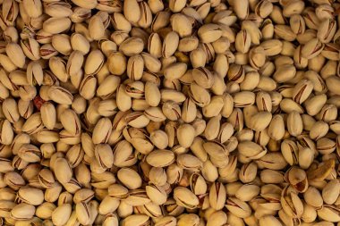 antep fıstığı arka plan fındık pazar tezgahında üst görünümü satışa hazır 