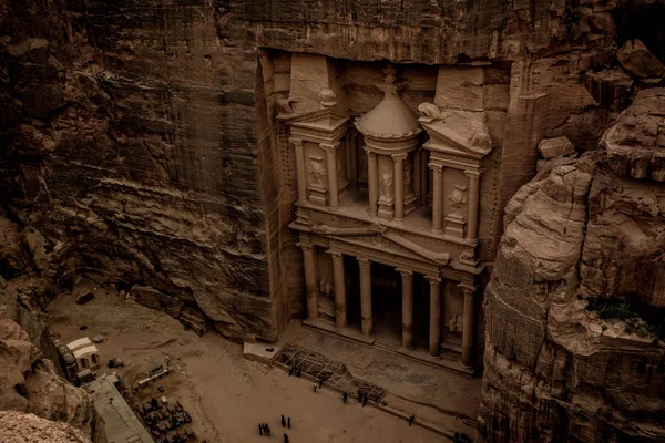 Petra Tesoro Famoso Tutto Mondo Patrimonio Turistico Sito Sulla Giordania — Foto Stock