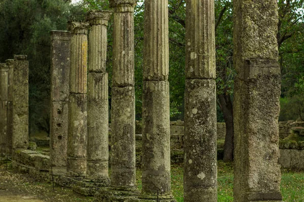 Ancient Greece Antique Stone Architecture Columns Alley Way Forest — Stock Photo, Image
