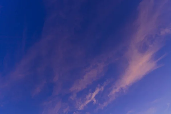 Evening Blue Sky Purple Cloud Sun Set Lighting Atmospheric Nature — Stock Photo, Image