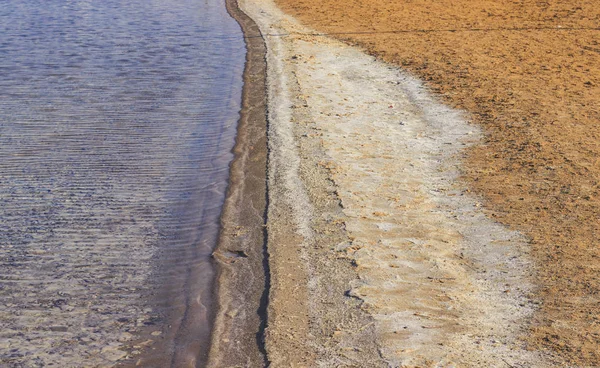 Död Hav Vit Salt Sand Strand Kust Linje Natursköna Landskap — Stockfoto